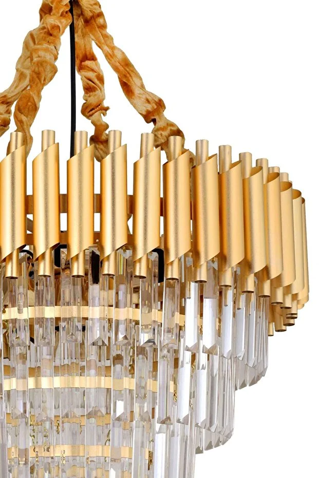 Palmira 55'lik Kristal Taşlı Lüks Avize - (sarı-yaldız)